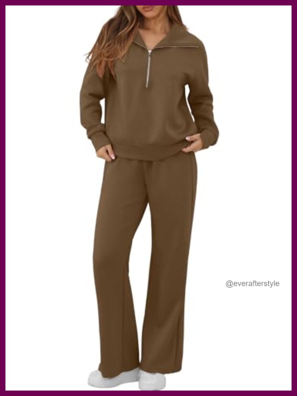 Womens 2 Piece Lounge Set Half Zip Sweatshirt Wide Leg Sweatpants Tracksuit